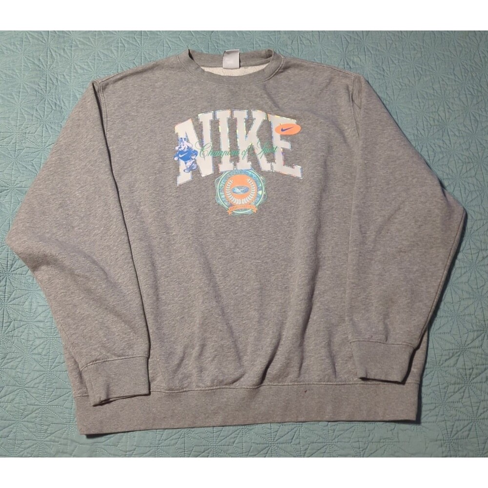 Nike Sweatshirt Shoedog Graphic Men's XXL Heather Gray Long Sleeve Pullover